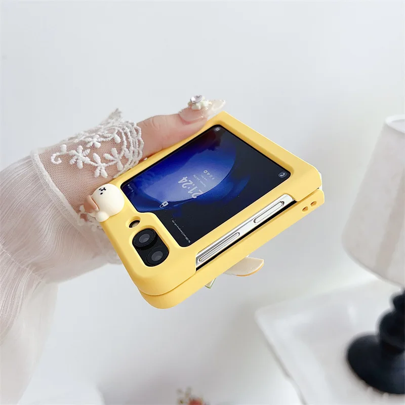 Funda de teléfono de animales de dibujos animados para Samsung Galaxy Z Flip 3 Z Flip 4 Z Flip 5 Hard PC Back Cover para ZFlip6 Case Shell