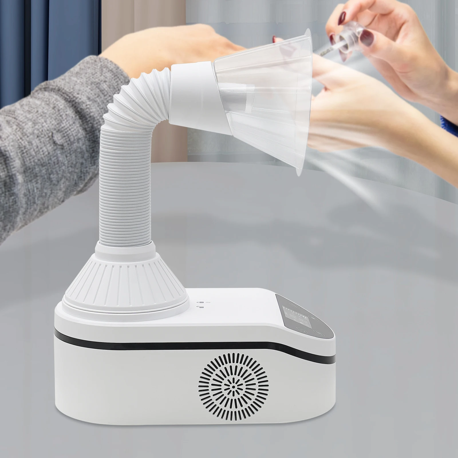 230W 360° Rotation Nail and Dental Dual-Use Desktop Vacuum Cleaner, 4500rpm Tabletop Nail Dust Collecting Machine with an LED Spotlight, Adjustable Speed Grinding Cleaning Device for Adsorbing the Polishing Dust