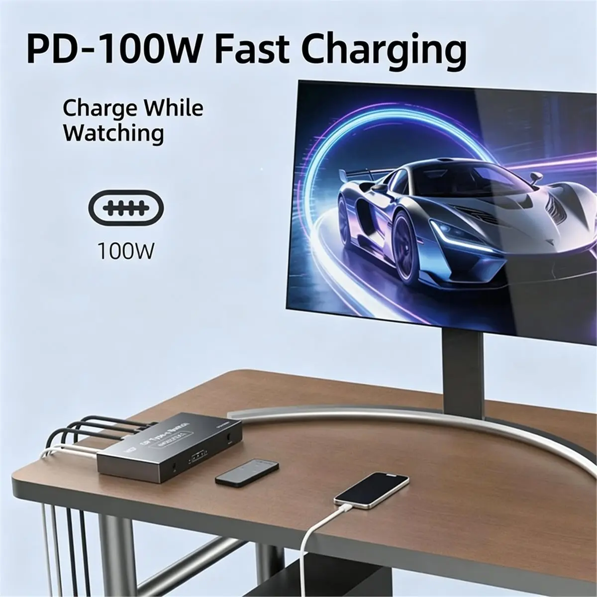 -Compatible/DP/TYPE C to -Compatible Switch 4K 60Hz 3-Input 1-Output USB-C Display KVM Switcher
