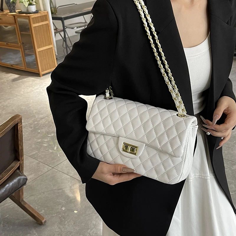 Bolsa de ombro feminina elegante – Bolsa crossbody feminina de couro genuíno com bolsas de grife famosas