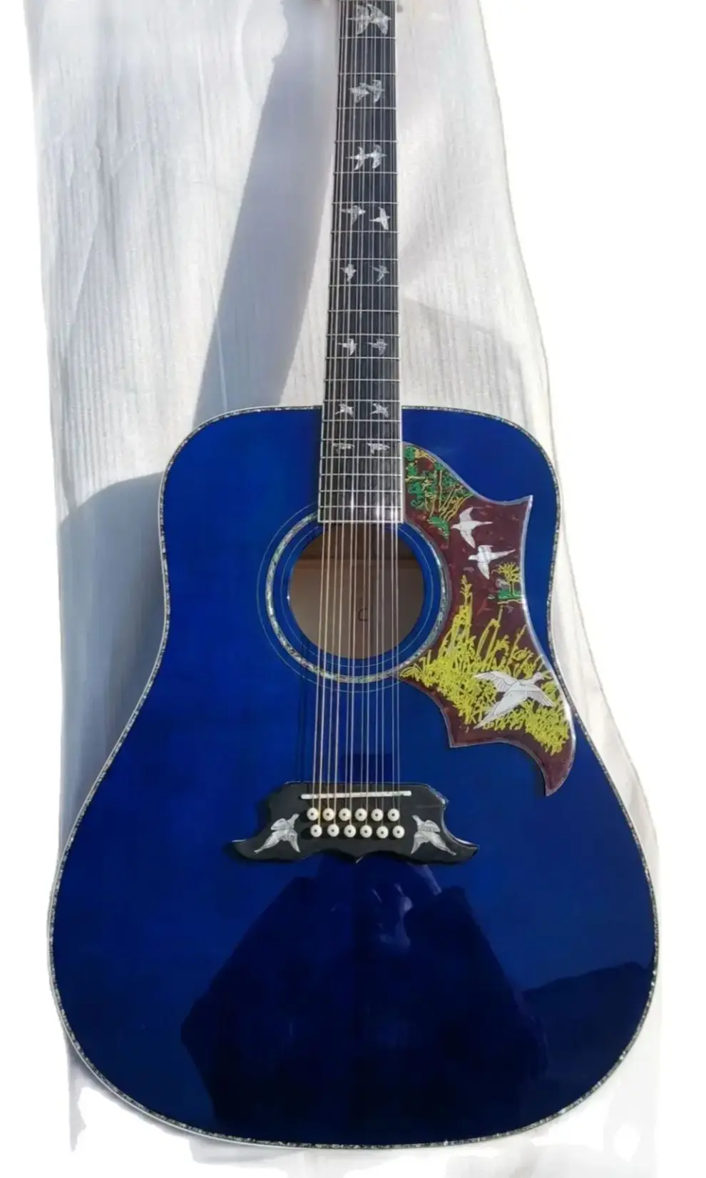 

Custom All Solid Wood Bird in Flight Viper Blue, Acoustic, 12-String, Dreadnought, New, Free Shipping