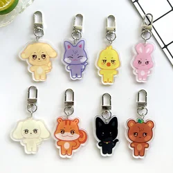 Kpop ATEEZ Cartoon Keychain Albums ANITEEZ Key Chain Hongjoong Seonghwa Yunho Yeosang San Keyring Pendant Accessories Fans Gift