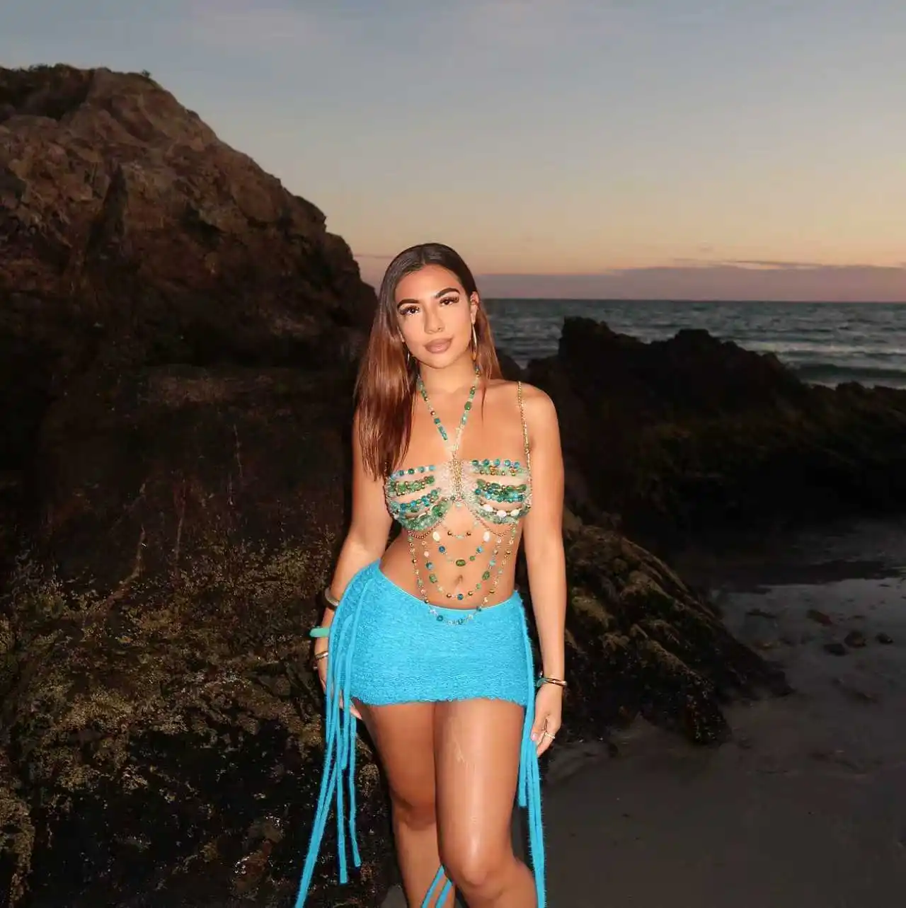 Mixed Colors Stone Tassel Bra Chain Crystal Halter Vest Camisole Tops Sexy Backless Party Beaded Bra Chain Breast Body Chain