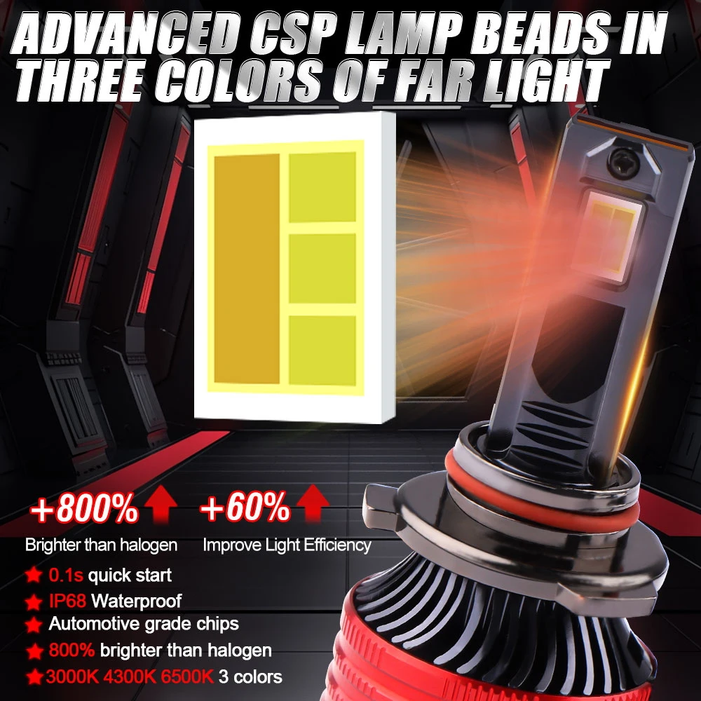 LED Headlight H4 LED Bulbs Fog Light Halogen Replacement Auto H7 6500K 4300K 3000K 3 Colors Front Lights H3 9005 HB3 9006 2000W