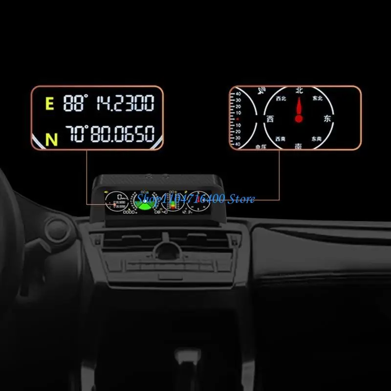 y1gd Vehicles Trucks for Cars GPS Speed Slope Meter Electronic Digital Inclinometer Alarm Over Speed Alarm