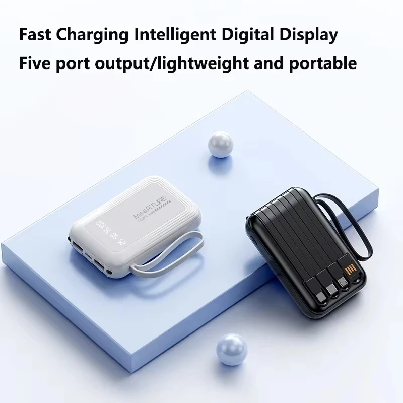 Lenovo Mini 500000mah Powerbank Super Fast Charging Led Digital Display 4 In 1 Built In Cables PowerBank For Iphone Samsung 2026 view 5