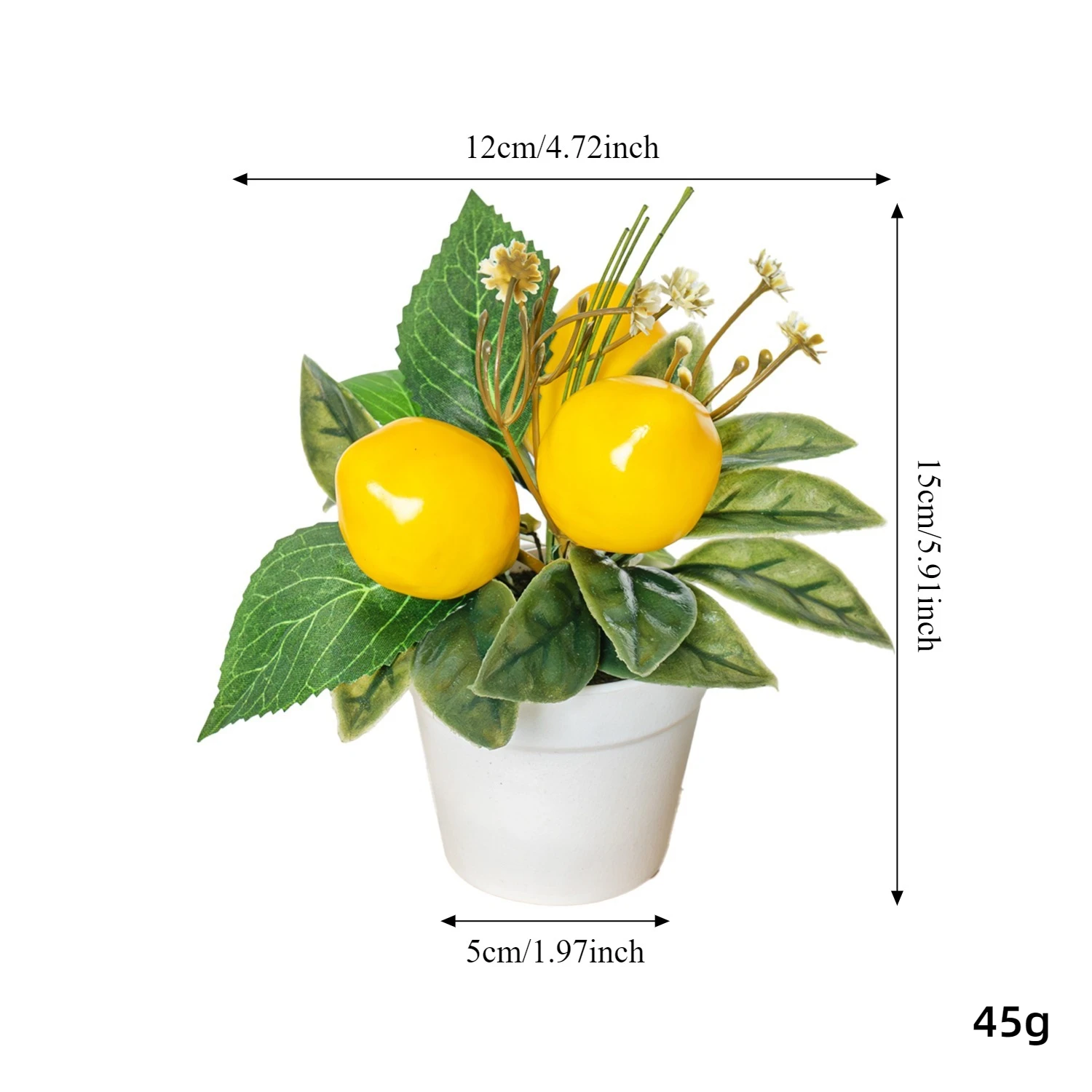 Artificial Lemon Plant Farmhouse Home Decor Mini Fake Etrogplants Mini Vases Tiered Tray Greenery Accessory(Lemon Style)