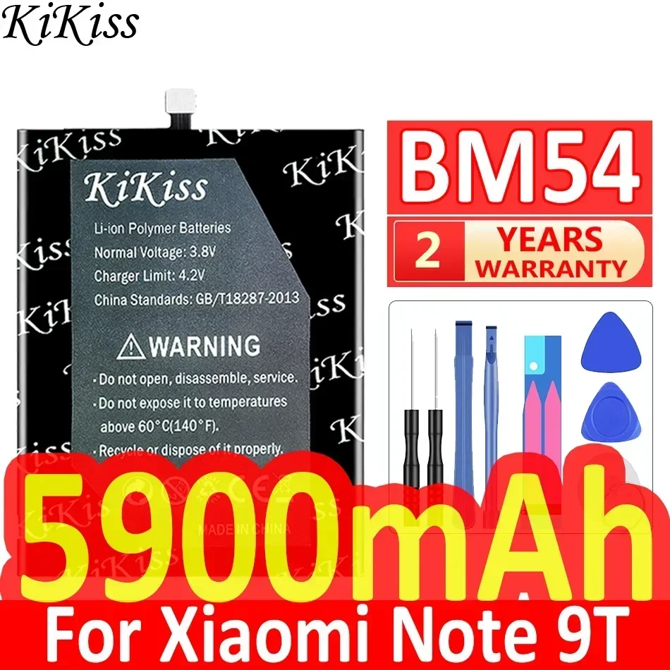 KiKiss Battery BM54 BM 54 5900mAh For Xiaomi Note 9T MTK 800U