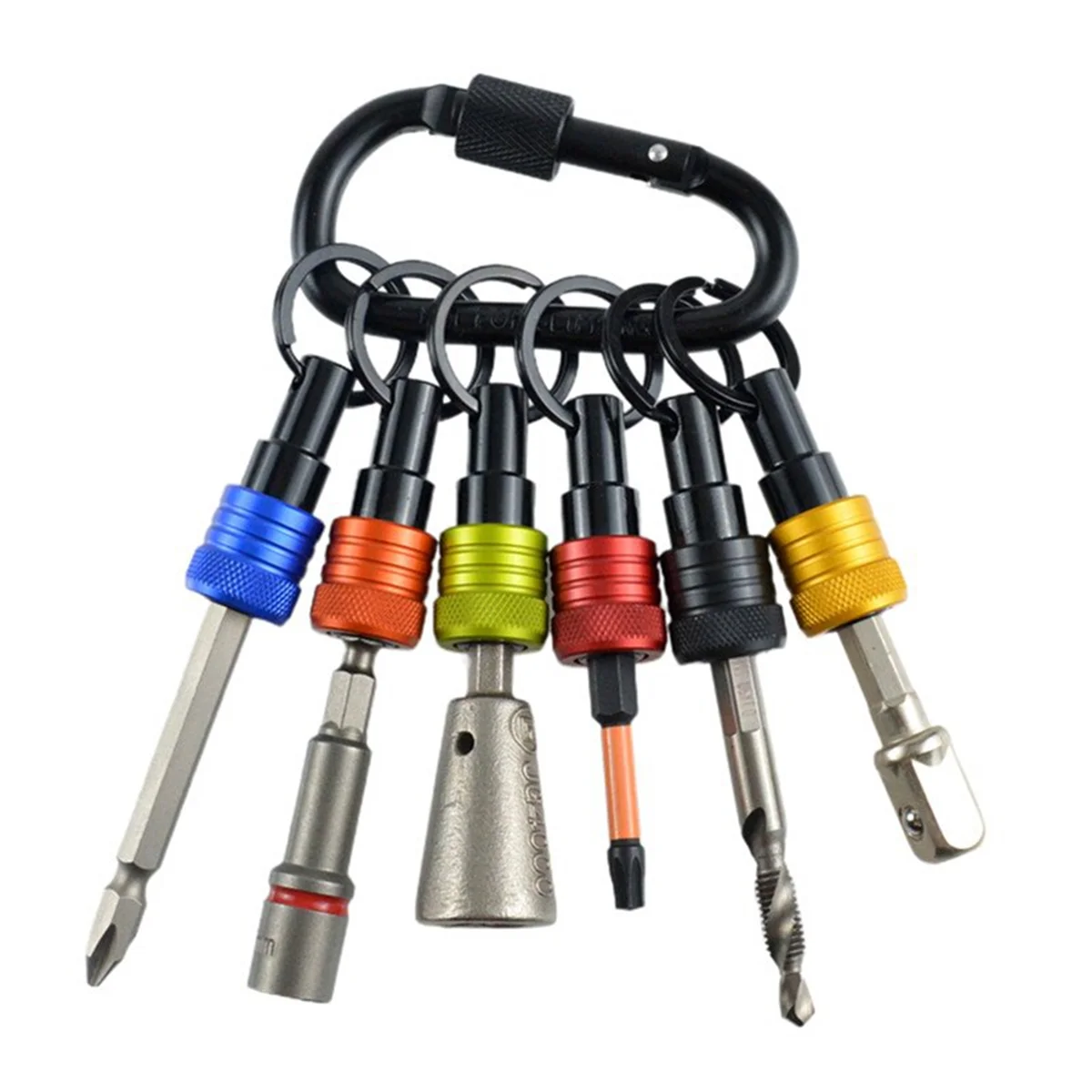 ELBA_Bit Holder Keychain 6pc -1/4In Hex Shank Bit Holders