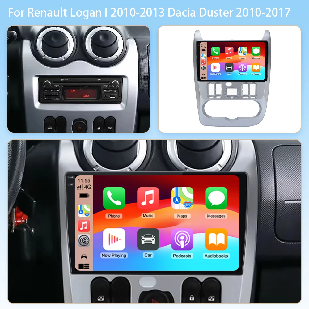 Android Car Radio For Renault Logan 1 Sandero 2009 - 2015 For Dacia Duster 2010 -2017 Multimedia Video Player Navigation 2K QLED