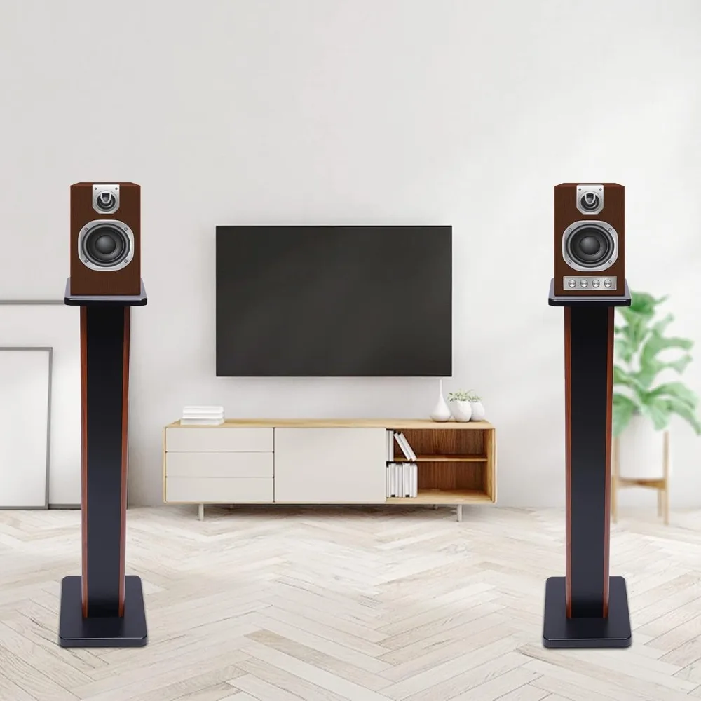 Wooden Surround Sound Home Theater Floor Speaker Stands Heavy Duty Studio Monitor Stands with Sand Filling Tuning Function