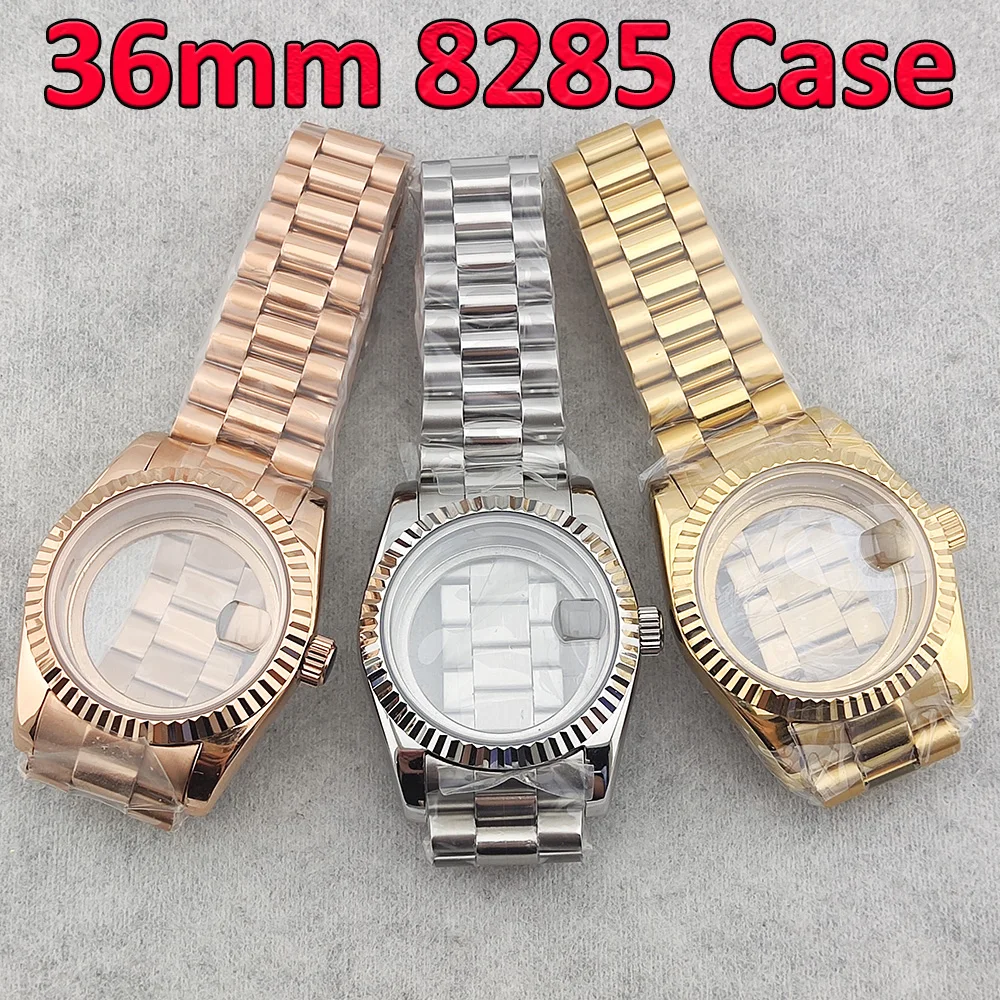 36mm Case Miyota 8285 Case High Silvery Quality Luxury Watch Case Stainless Steel Sapphire Glass Waterproof Case Fit 29mm Dial