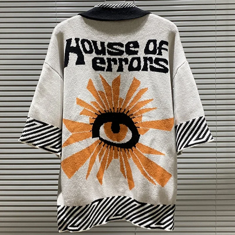 

Fall New House of Errors Knitwear Pullover Embroidery Logo Multi-color Jacquard Polo Collar HOUSE OF ERRORS Sweater Men's