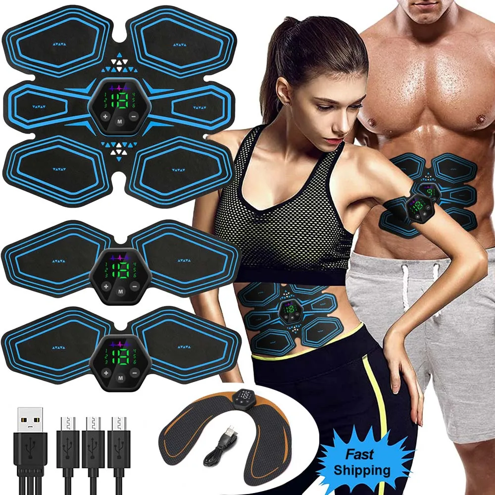 ABS Trainer EMS Abdominal Muscle Stimulator Hip Trainer Smart Muscles Electrostimulator Toner For Fitness Fat Burn Weight Lose