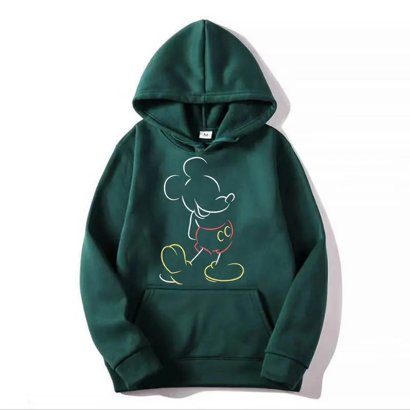 Mickey Mouse Line Pop Unisex Hoodie Cartoon Fashion Couple Oversized Sweatshirt Tops Spring Autumn Pullover