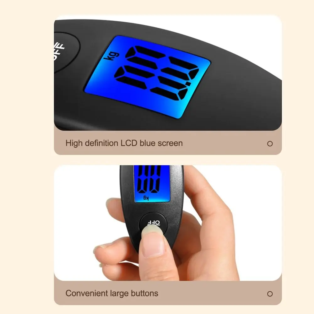 Spindle Shape Electronic Luggage Scale Portable kg/Ib Travel Weighing Scale High Precision LCD Display Digital Hanging Scales