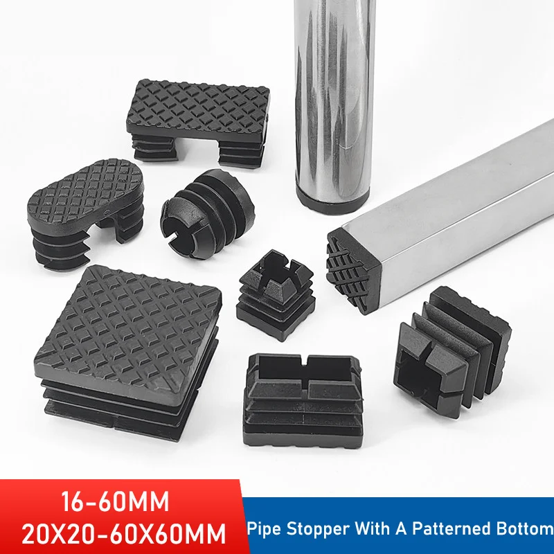 

Plastic Square Round Tube End Caps, Furniture Chair Leg Covers Stainless Steel Pipe Plugs, 20-60mm Inner Sleeve Caps