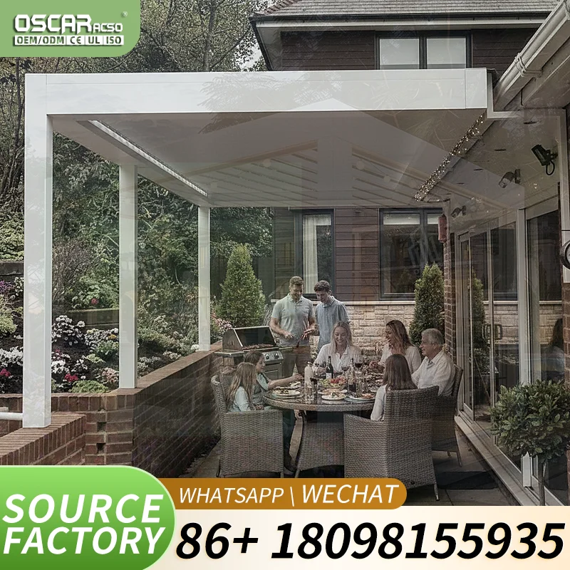 Popular Europe 6063 Aluminum Louvered Pergola with Integrated LED Lights Outdoor Living Solution for Wholesalers High end Stylis
