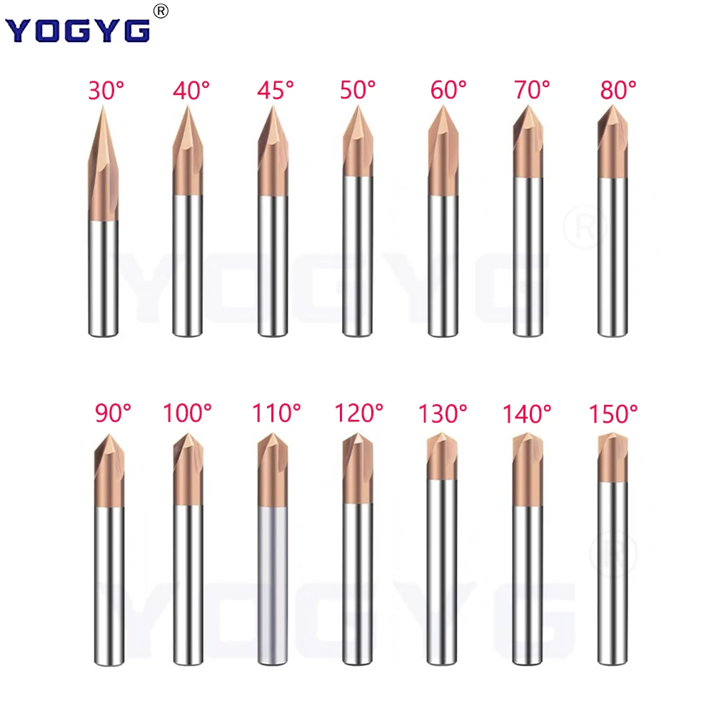 

HRC58 Chamfer Milling Cutter30/40/45/50/60/70/80/90-150 Degrees 2-3 Flute CNC Engraving Milling Tool Carbide Chamfering End Mill