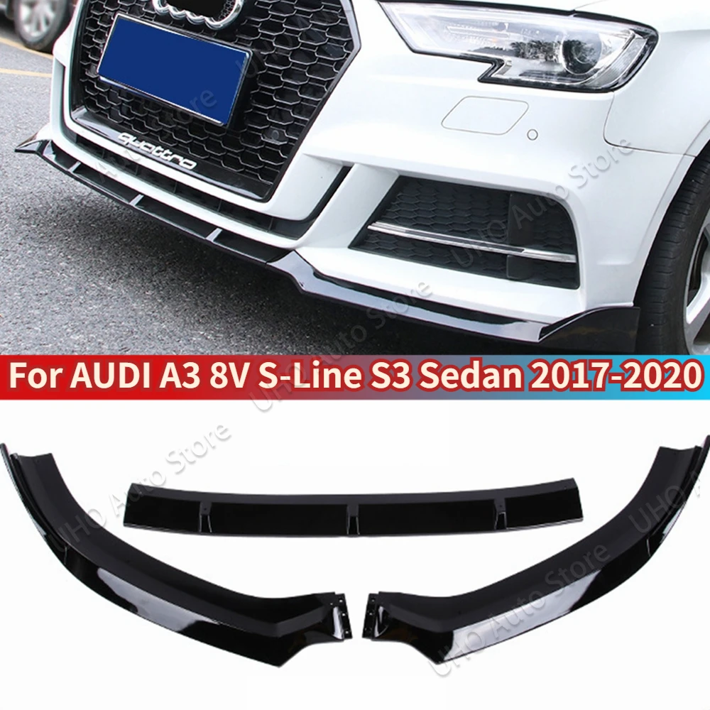 Car Front Bumper Canard Lip Lower Splitter Diffuser Spoiler Body Kits For AUDI A3 8V S-Line S3 Standard Sedan Version 2017-2020