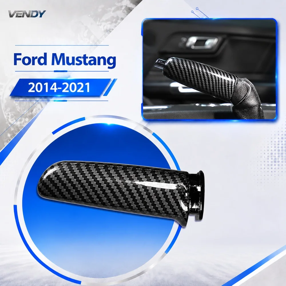 Real Carbon Fiber For Ford Mustang 2014-2021 Handbrake Cover & Gear Shift Lever Shell Cover Trim Modified Parts Accessories