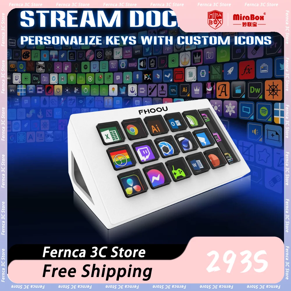 

StreamDeck Visual Keyboard Controller Custom Button LCD Button Designer Live Content Creation For MacOS/ Windows/Android/iOS
