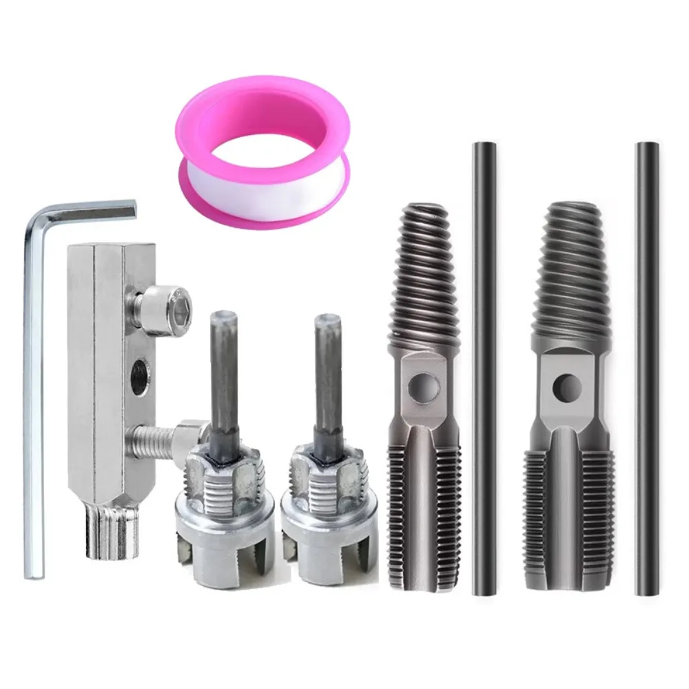 Dual Head Integrated Faucet Extractor Repair Thread Extractor 4/6 Parts Water Pipe Thread Opener Steel Thread Combination