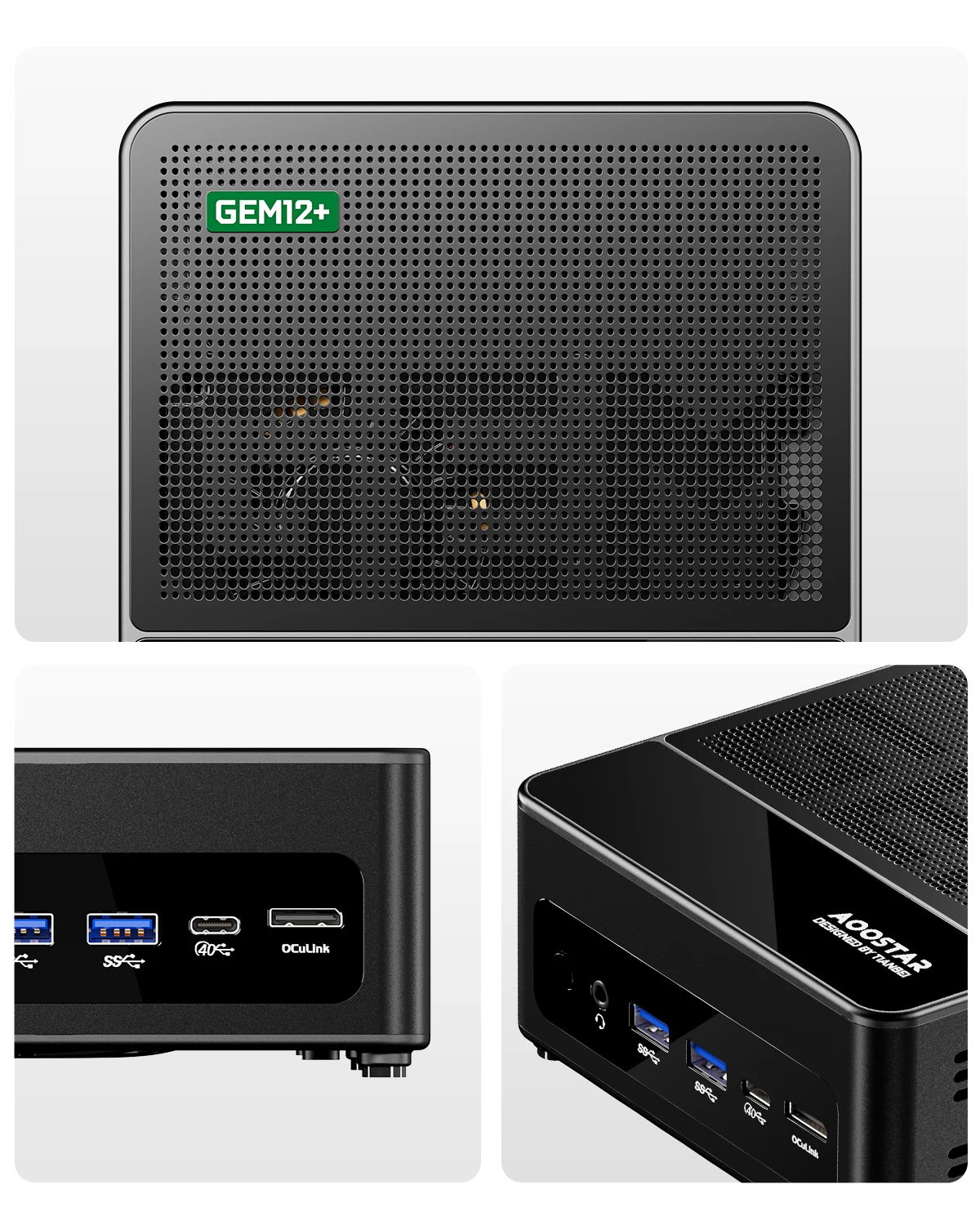 AOOSTAR GEM12+ Mini-PC Barebone, AMD Ryzen 7 8845HS, Hochleistungs-Mini-Desktop-PC, Dual USB4 Anschluss, für Gaming, Büro und Business