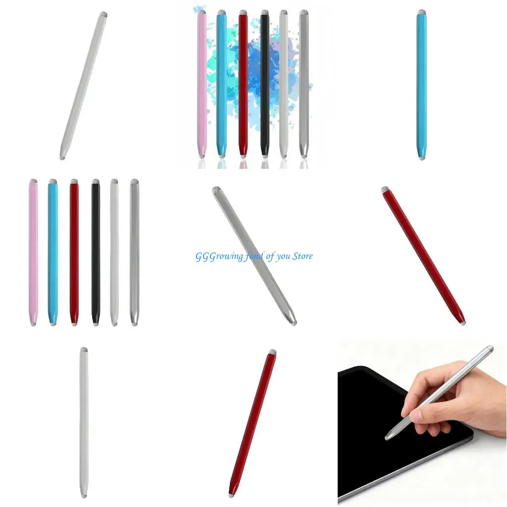 

H9EB Шестиугольные металлические стилусы с двойным наконечником для устройств с сенсорными экранами с 6 вариантами цветов, и