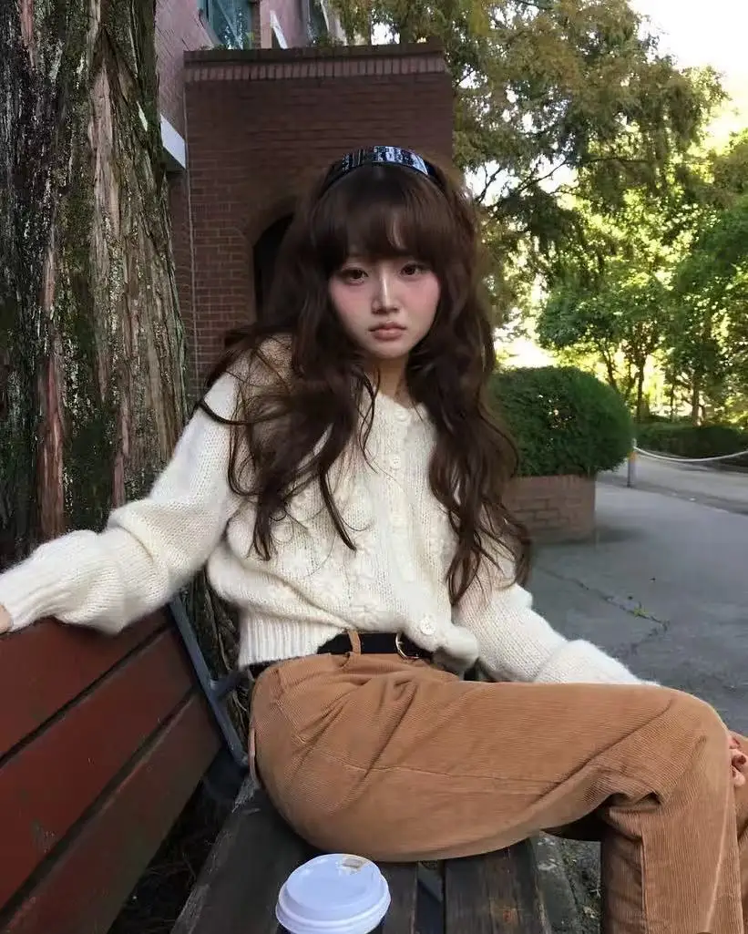 Hook flower embroidery knitted cardigan women's autumn and winter lazy style loose temperament niche sweet heavy industry