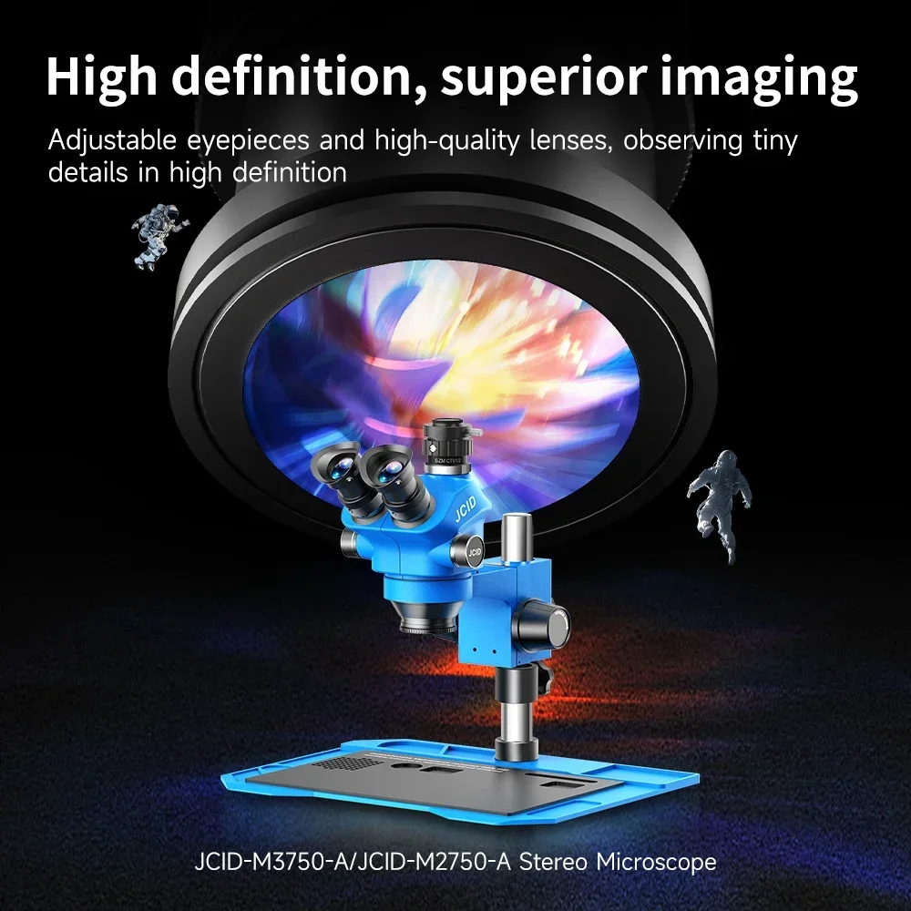 JCID-M3750A Stereo Microscope High Definition Accurate Zoom Focusing with Heat Resistant Silicone Pad for Phone Soldering Repair