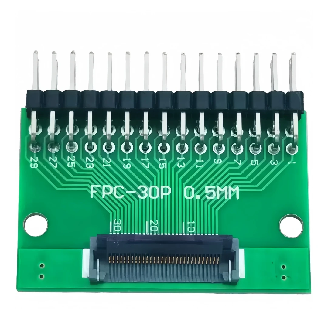 Hirose FH28-30S-0.5SH FPC/FFC-30P adapter plate welded with 0.5mm spacing flip cover and 2.54mm double row bending pins