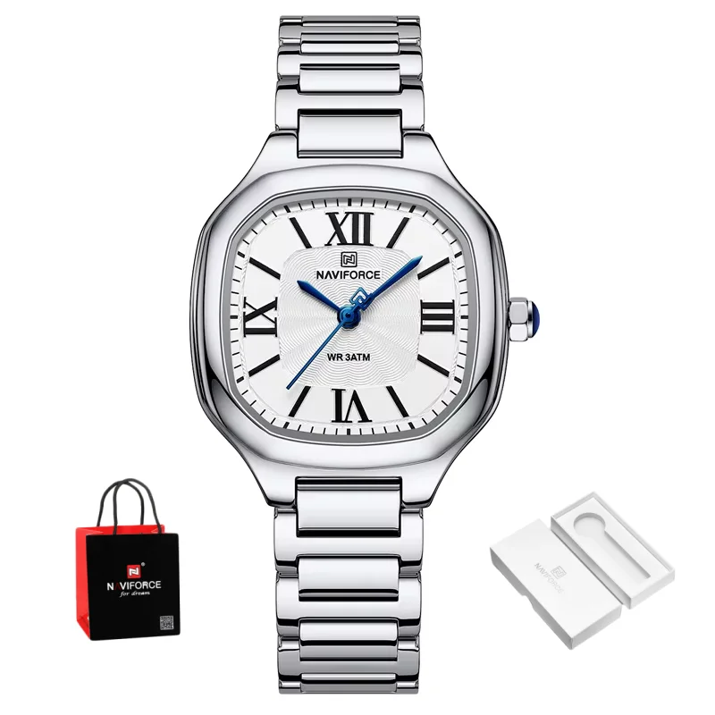 NAVIFORCE Brand high-Quality Women's Quartz Watch Stainless Steel Strap Leisure Elegant Waterproof Watch Package Gifts 2026