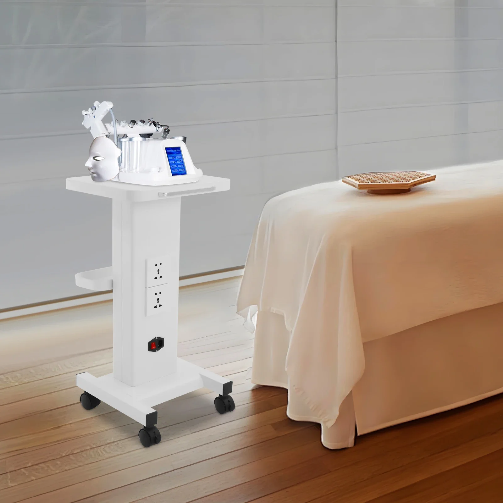 

BYMAOCAR Premium Esthetician Cart With Socket& Wheels, Portable 110 Lbs Capacity - Ideal for Beauty Spa and Salon Use 110V