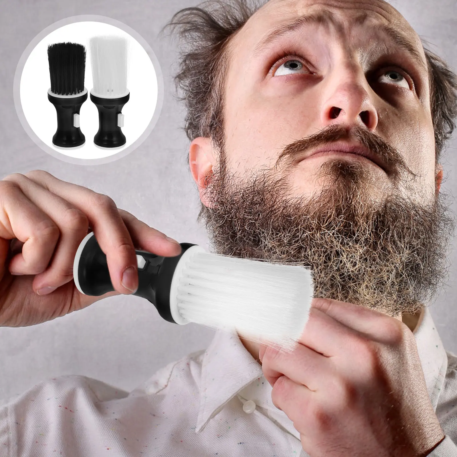 

2Pcs Neck Duster Brush Barber Hair Removal Powder Filling Brush Comfortable Neck Cleaning Hair Salon Accessories