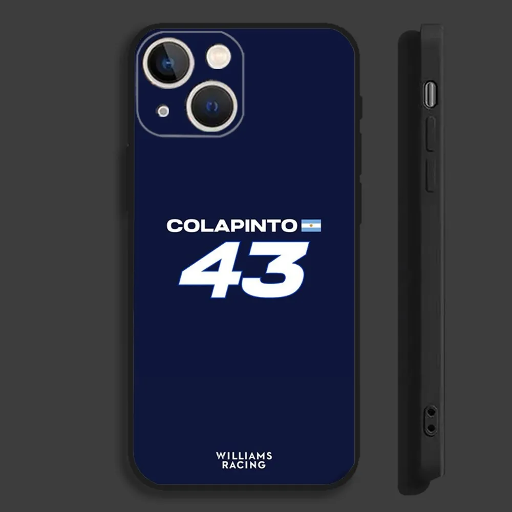 F1 43 F-Franco C-Colapinto Phone Case For iPhone 16,15,14,13,12,11,Pro,Max,Plus,Mini,X,XS,XR,8,7,6,S,SE Soft Black Case