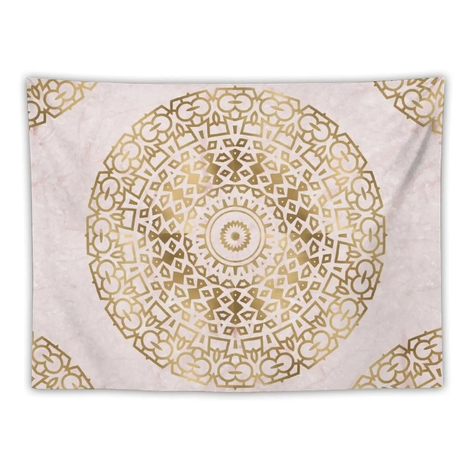 

Marble mandala - golden on pink marble Tapestry Room Design Wall Hanging Wall Home Decor Accessories Tapestry