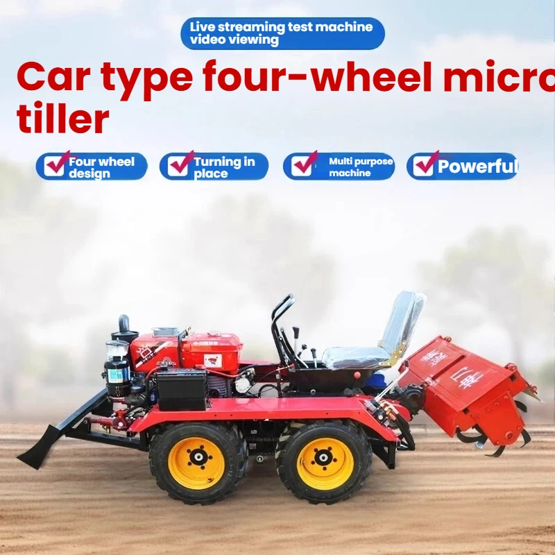 Maravilla agrícola multifuncional: Crawler - Tipo Mini anfibio - Leme, manijas de rotación, zanjas y arado