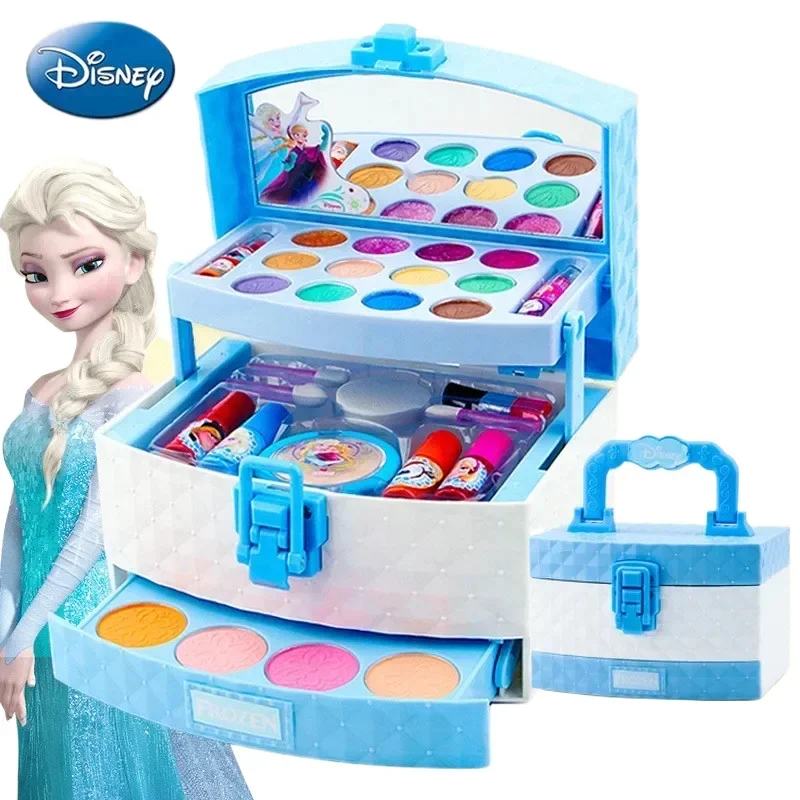 [Disney] Cosméticos para niños Frozen Disney princesa lápiz labial sombra de ojos rubor esmalte de uñas para niños juguetes para jugar a las casitas para niñas regalo