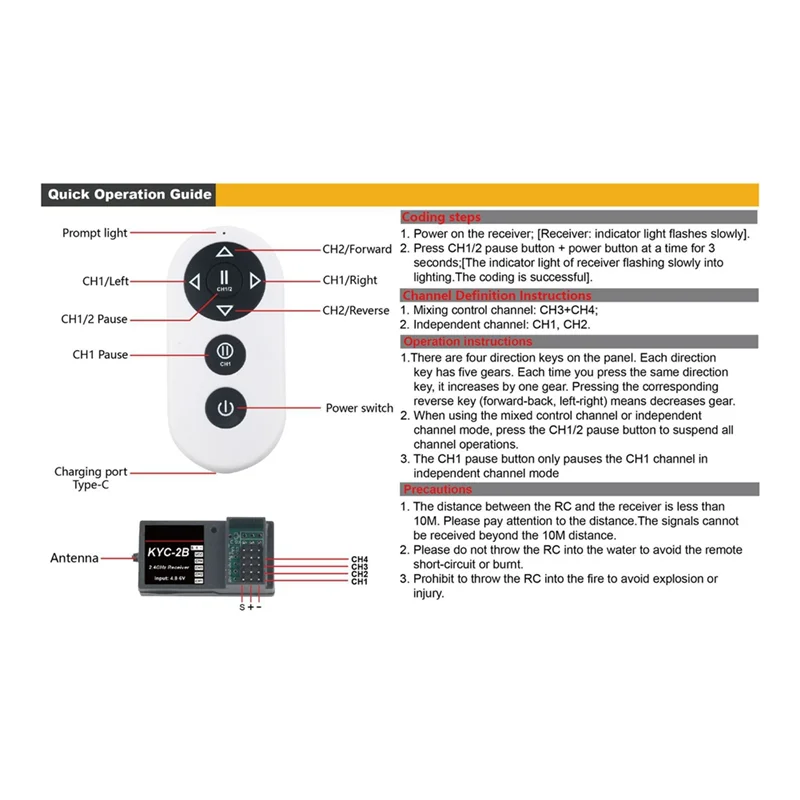 

2.4G Wireless Remote Control With Waterproof Receiver 4-CH Mini Wireless Remote Controlfor For Rc Car Boat-A31R