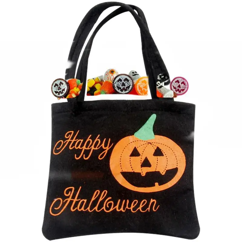 Halloween Pumpkin Candy Bag Felt Cloth Portable Candy Basket Trick Or Treat Kids Gift Packaging Halloween Party Supplies