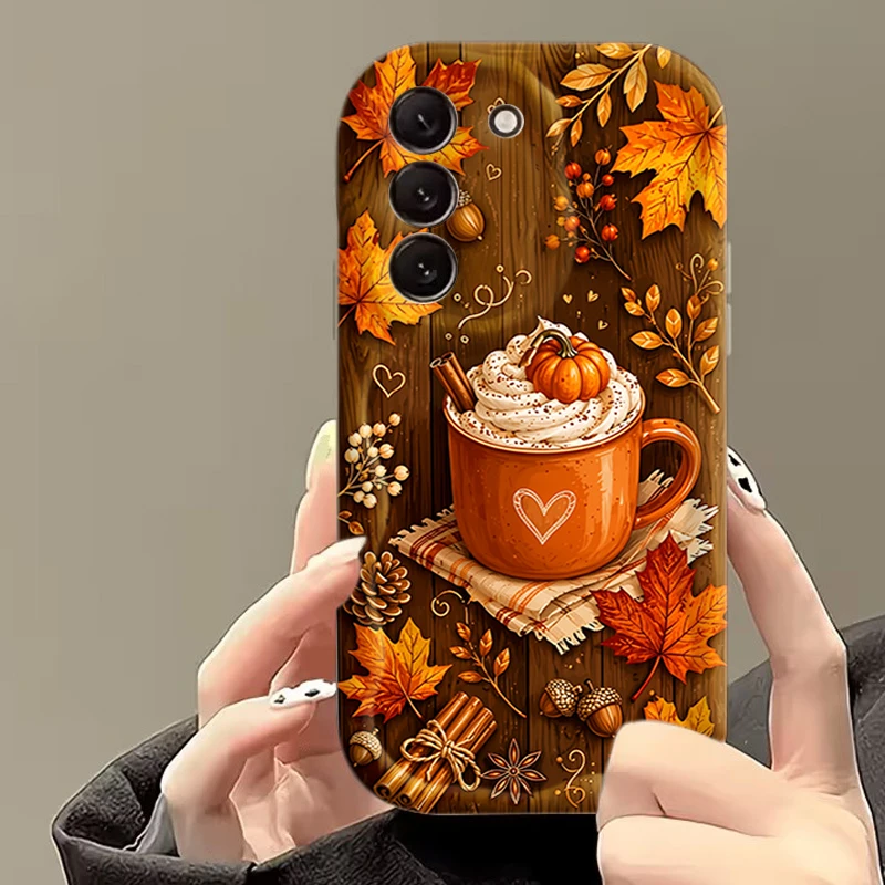 2D Flache Herbst-Ahornblatt-Handyhülle für Samsung Galaxy S26 S25 S24 S23 S22 Ultra Plus FE A17 A27 A37 A57 A56 A55 A54 A36 Hülle