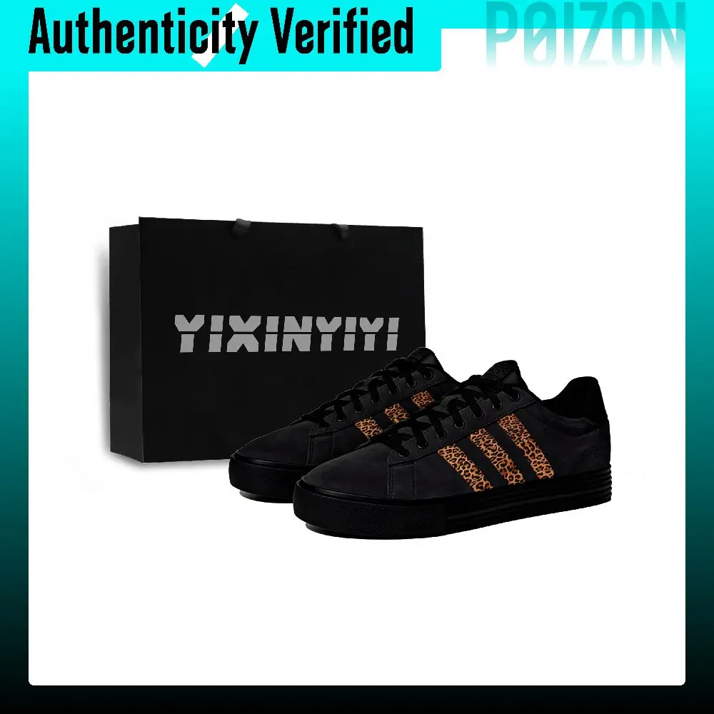 Adidas Daily Dark Shadow Leopard Walk Slip Resistant Low top Skateboard Shoes Unisex Black JI4355(Team1963-LD)