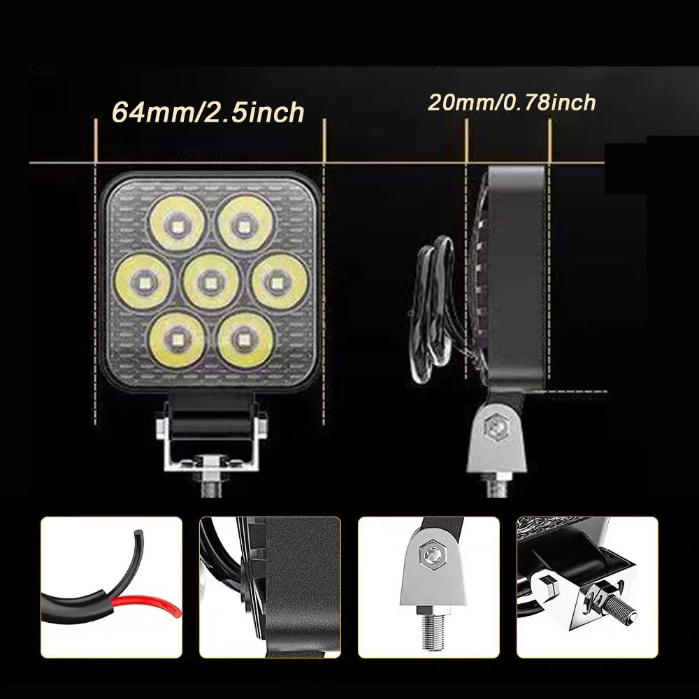 2,5-дюймовый рабочий свет, точечный прожектор, 12 В/24 В, водонепроницаемый внедорожный вспомогательный свет для джипа, грузовика, квадроцикла, UTV, комбинированный луч для лодки