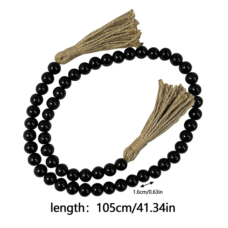 1pc Wooden Handmade Boho DIY Wood Bead Garlands Macrame Home Decor Farmhouse Rustic Tassel Decoration Wall Hanging image 6
