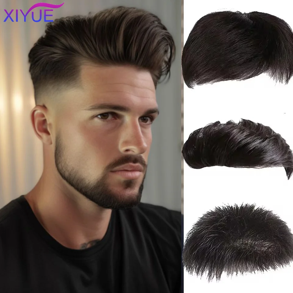 XY Synthetic Natural Fake Hairpiece for Men Natural Invisible Topper Closure Hairpiece Suitable For Cover White Hair Loss Hair