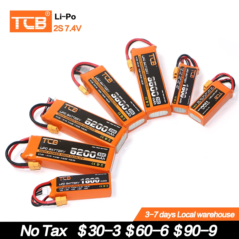 

RC Toy LiPo Battery 2S 7.4v 1300mAh 2200mAh 3300mAh 4500mAh 6000mAh 25C 35 C 60C For RC Airplane Drone Car Helicopter 2S LiPo