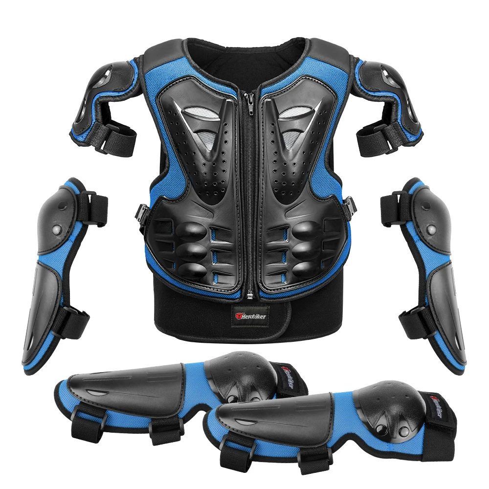 Motorpantser voor kinderen Bescherming Motocross Body Armor Jas Beschermende pantser Rijden Kniebeschermers Moto Full Armor Kinderen