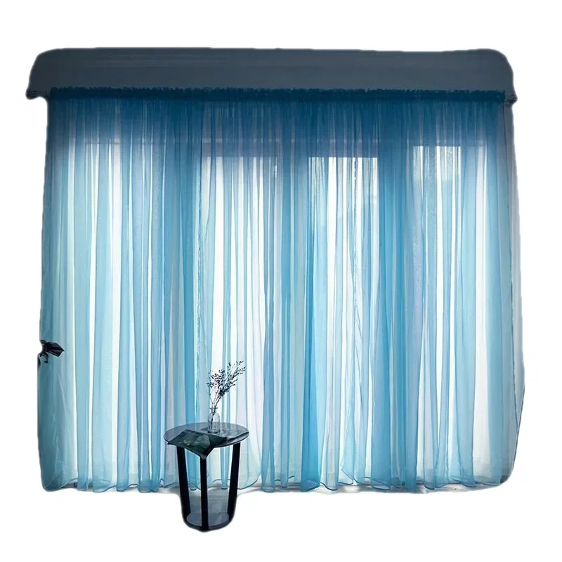 NH4240Simple translucent curtain gauze solid color finished gauze curtain