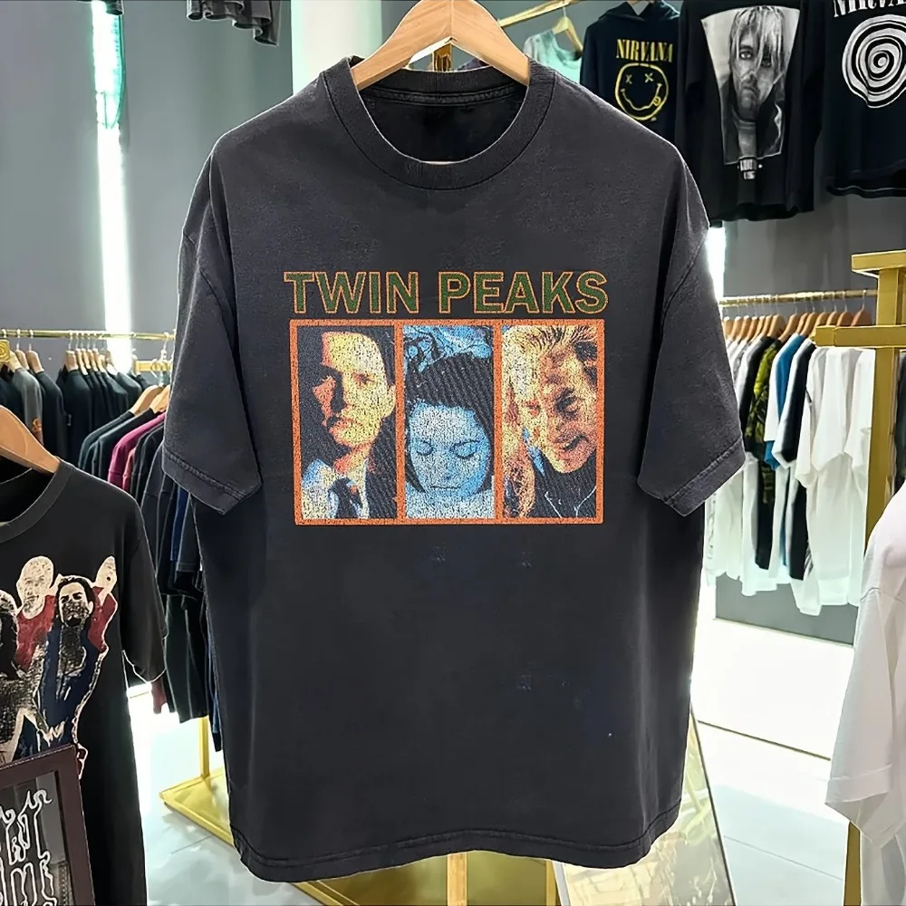 Camiseta con estampado retro de los años 90 de Twin Peaks para hombre, de algodón, primavera/verano, nuevo producto, adecuada tanto para hombre como para mujer